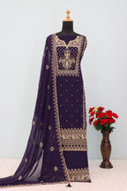 Anaita Purple Premium Embroidered Georgette Salwar Suit | Grocsy