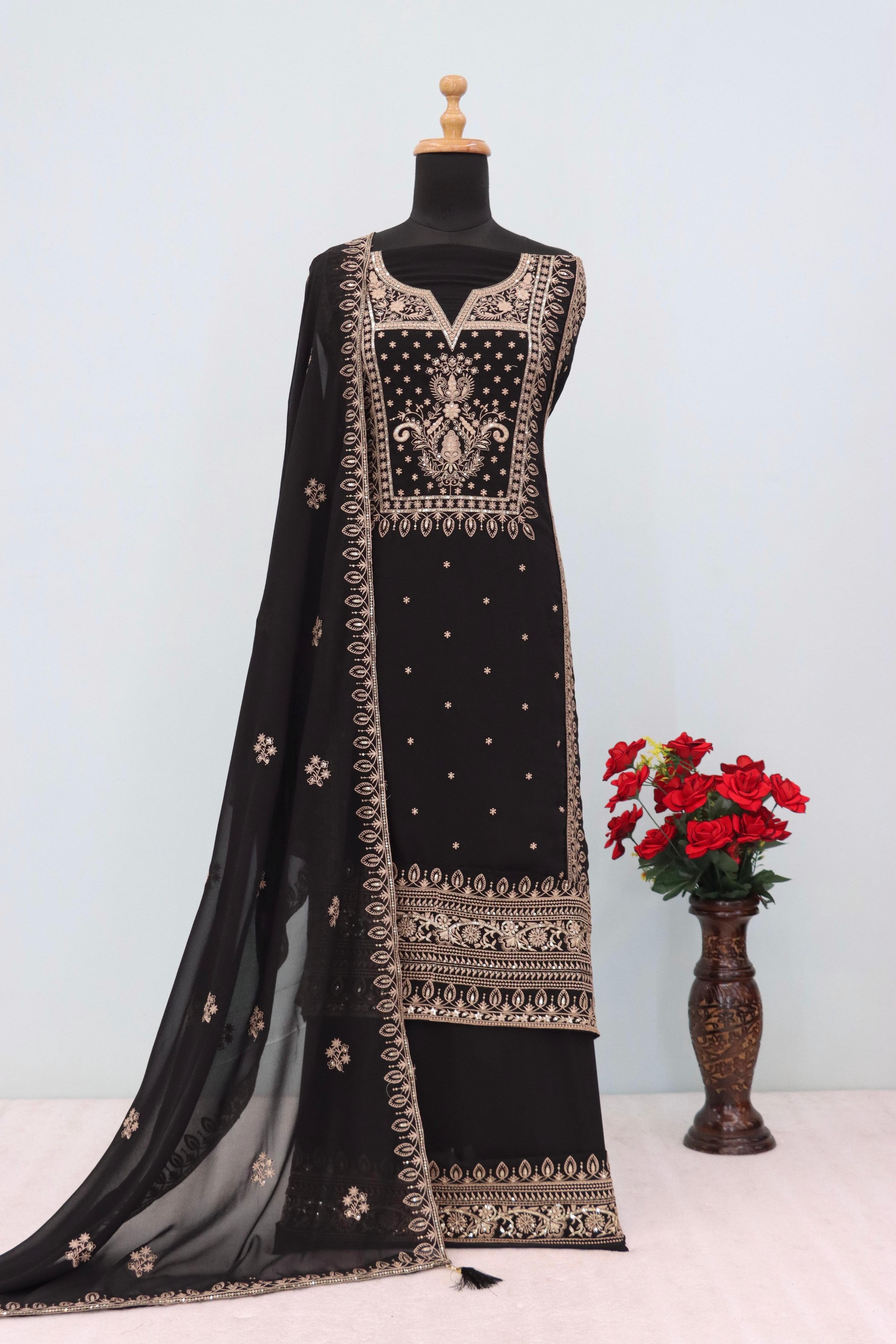 Anaita Black Premium Embroidered Georgette Salwar Suit | Grocsy