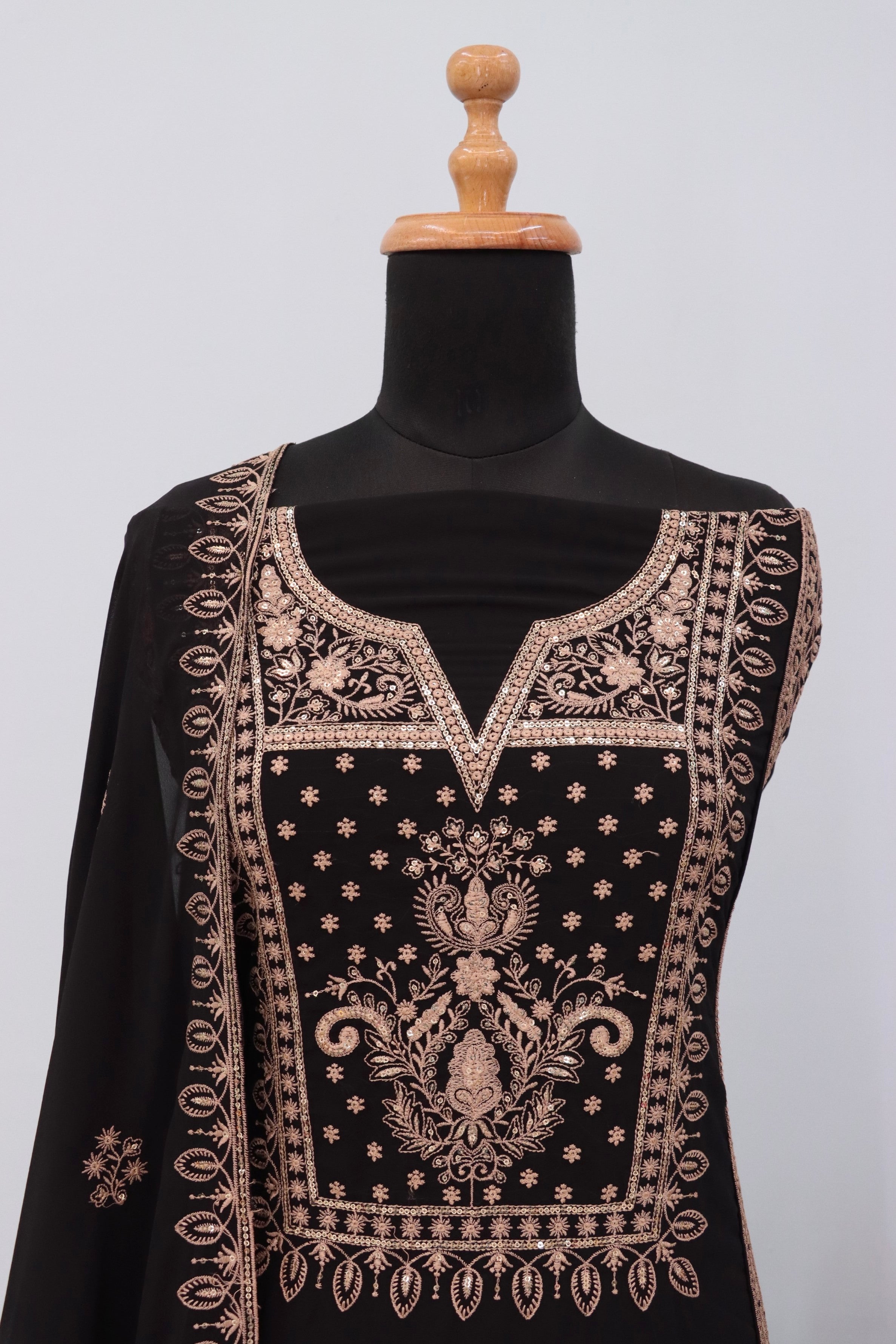 Anaita Black Premium Embroidered Georgette Salwar Suit | Grocsy