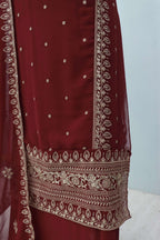 Anaita Maroon Premium Embroidered Georgette Salwar Suit | Grocsy