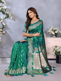 Anaita Green Premium Banarasi Tissue Silk Saree With Gala Weaving Work | Grocsy