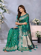 Anaita Green Premium Banarasi Tissue Silk Saree With Gala Weaving Work | Grocsy