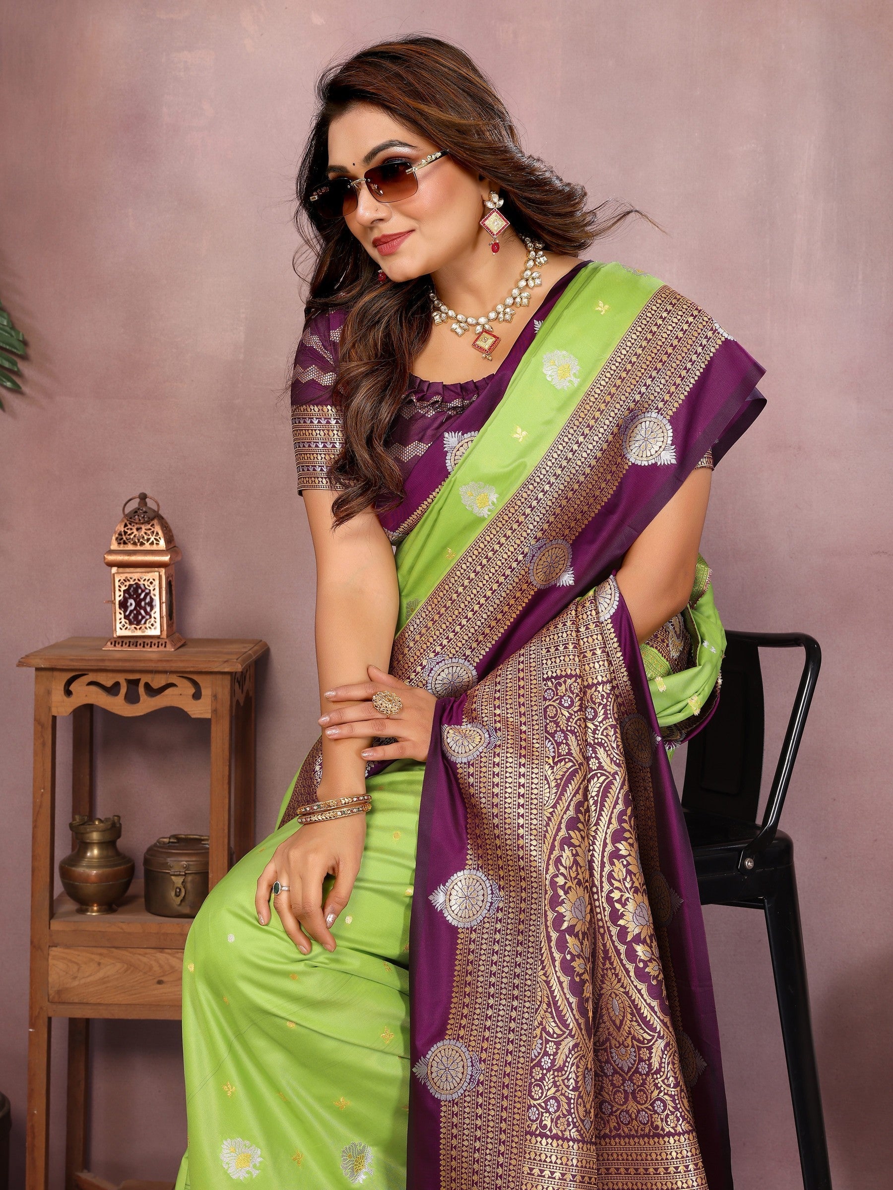 Anaita Parrot Handloom Kalamkari Silk Saree With Zari Woven Work | Grocsy