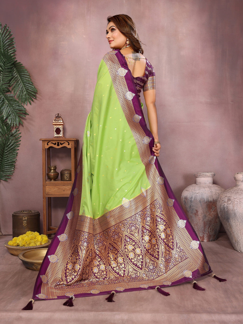 Anaita Parrot Handloom Kalamkari Silk Saree With Zari Woven Work | Grocsy