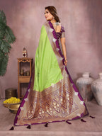 Anaita Parrot Handloom Kalamkari Silk Saree With Zari Woven Work | Grocsy
