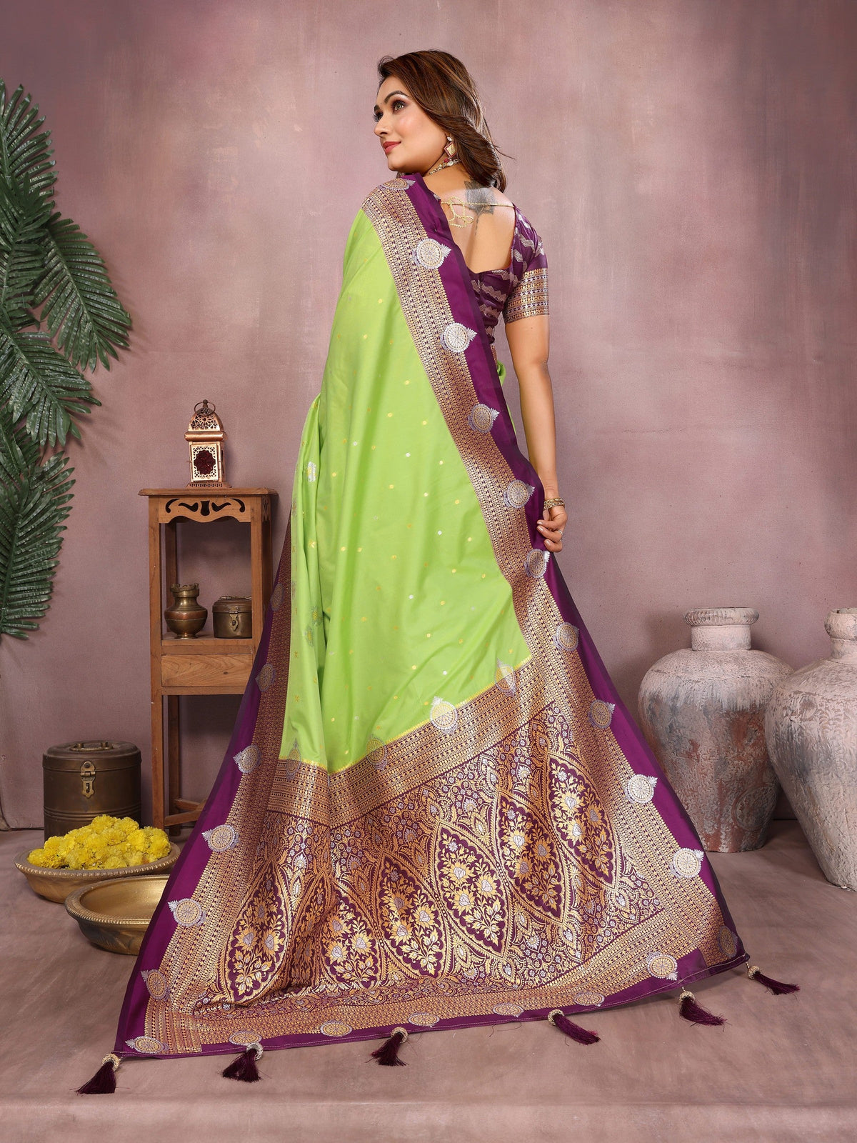 Anaita Parrot Handloom Kalamkari Silk Saree With Zari Woven Work | Grocsy