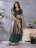 Anaita Dark Green Premium Banarasi Tissue Silk Saree With Gala Weaving Work | Grocsy