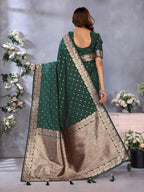 Anaita Dark Green Premium Banarasi Tissue Silk Saree With Gala Weaving Work | Grocsy