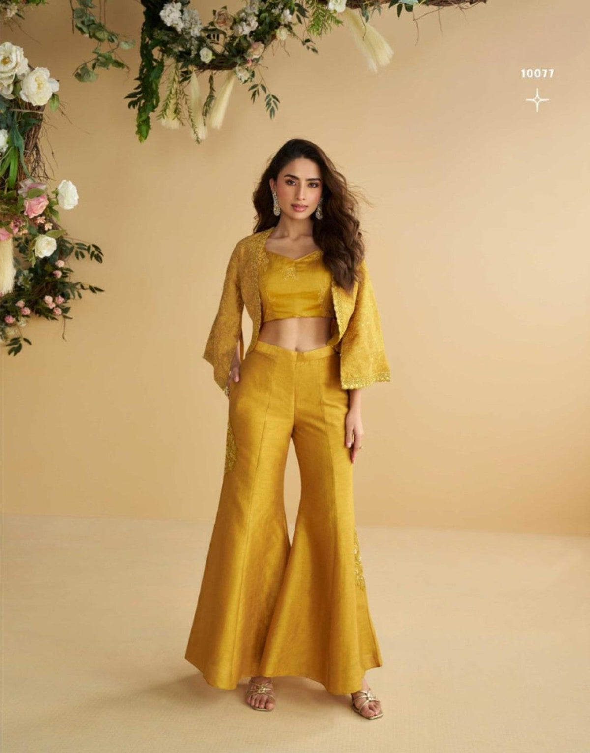 Anaita Mustard Silk Stitched Suit With Embroidery Work | Grocsy