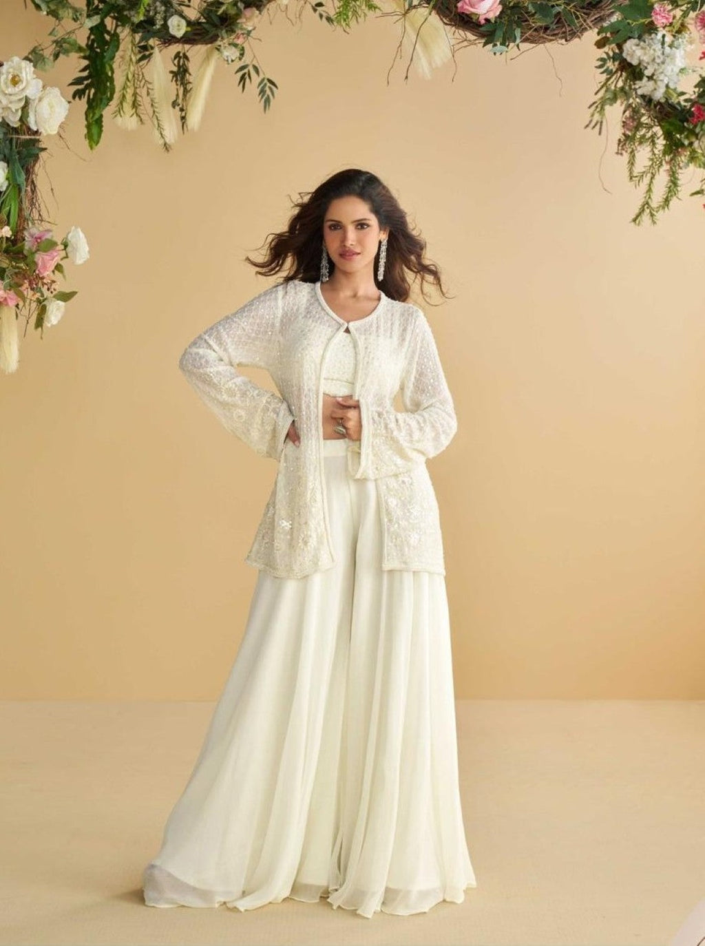 Anaita White Silk Stitched Suit With Embroidery Work | Grocsy