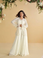 Anaita White Silk Stitched Suit With Embroidery Work | Grocsy