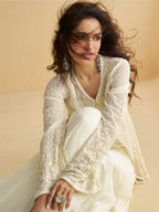 Anaita White Silk Stitched Suit With Embroidery Work | Grocsy
