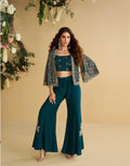 Anaita Teal-Green Silk Stitched Suit With Embroidery Work | Grocsy