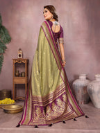 Anaita Green Handloom Kalamkari Silk Saree With Zari Woven Work | Grocsy