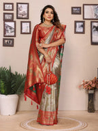 Anaita Sea Green Banarasi Tissue Silk Saree With Weaving Work | Grocsy