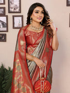 Anaita Sea Green Banarasi Tissue Silk Saree With Weaving Work | Grocsy
