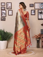 Anaita Sea Green Banarasi Tissue Silk Saree With Weaving Work | Grocsy