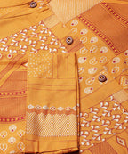 Juniper Womens Mustard Rayon Geometric Foil Printed Handkerchief Dress | Grocsy