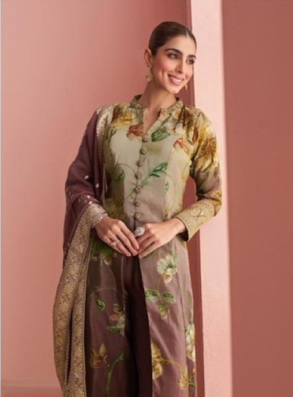 Anaita Multi Silk Stitched Anarkali Suit With Digital Printed Work | Grocsy
