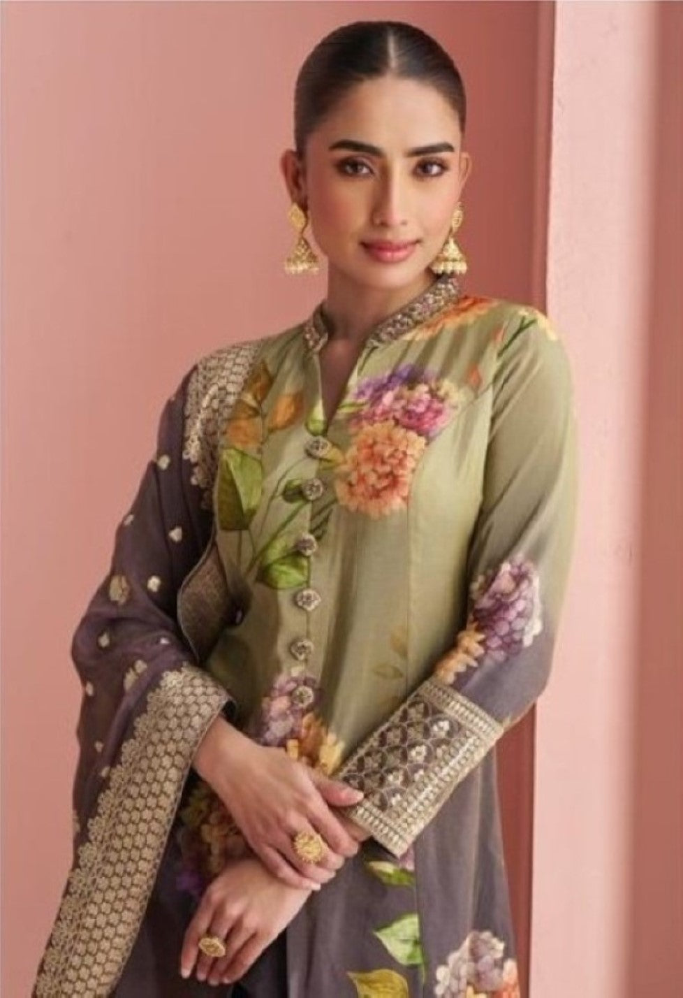 Anaita Multi Silk Stitched Anarkali Suit With Digital Printed Work | Grocsy
