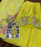 Anaita Yellow Chinon Silk Stitched Shrug Suit With Embroidery Sequence Work | Grocsy