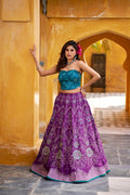 Lorenvalley Fashion Purple Vaishali silk Printed with Beads Work and Gota Patti Lace Lehenga Choli with Dupatta | Grocsy