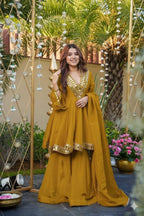 Anaita Mustard Silk Readymade Suit with Real Mirror Work | Grocsy