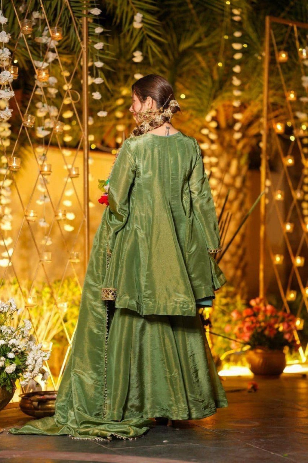 Anaita Green Silk Readymade Suit with Real Mirror Work | Grocsy