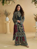 Anaita Black Crepe Stitched Suit With Digital Printed Work | Grocsy