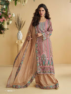 Anaita Pink Crepe Stitched Suit With Digital Printed Work | Grocsy