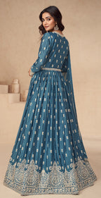 Anaita Teal Chinon With Sequence Embroidery Salwar Suit | Grocsy