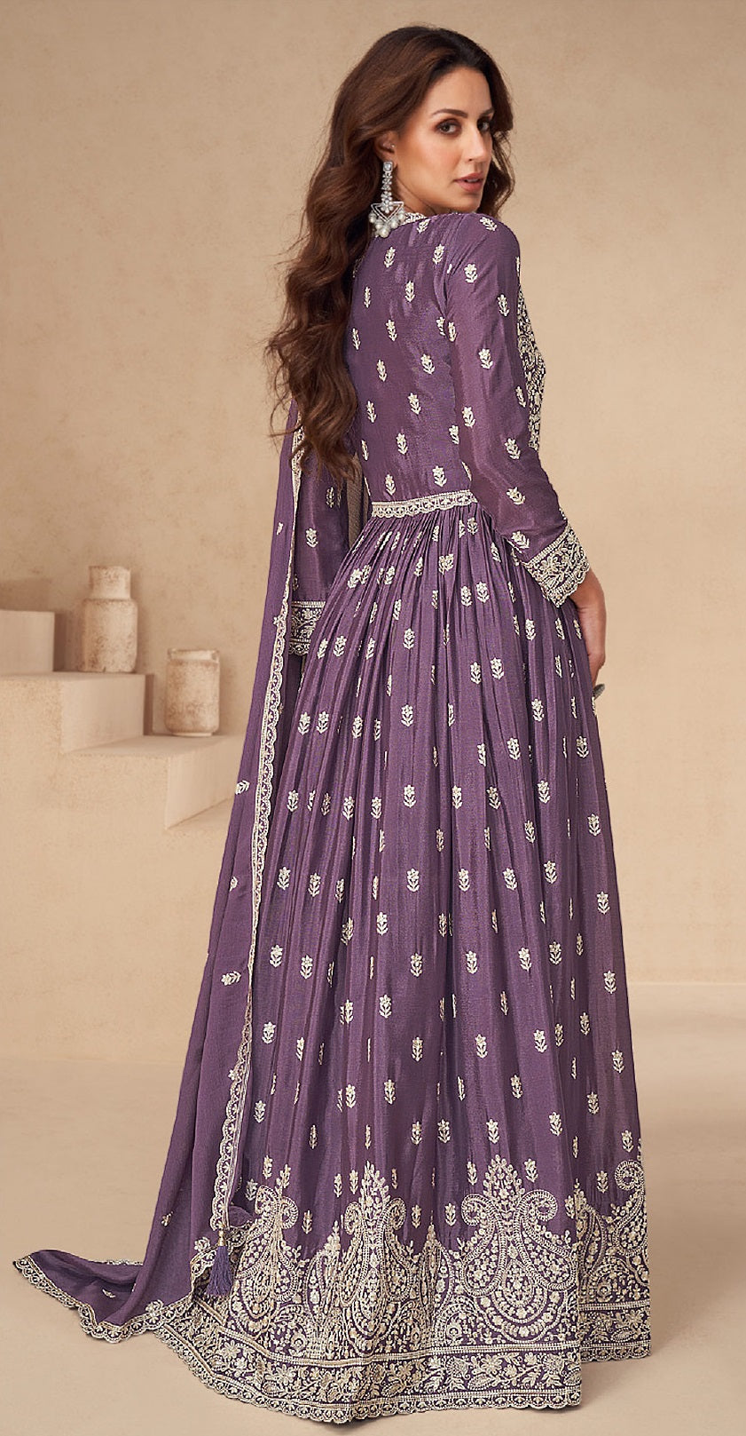 Anaita Dark Purple Chinon With Sequence Embroidery Salwar Suit | Grocsy