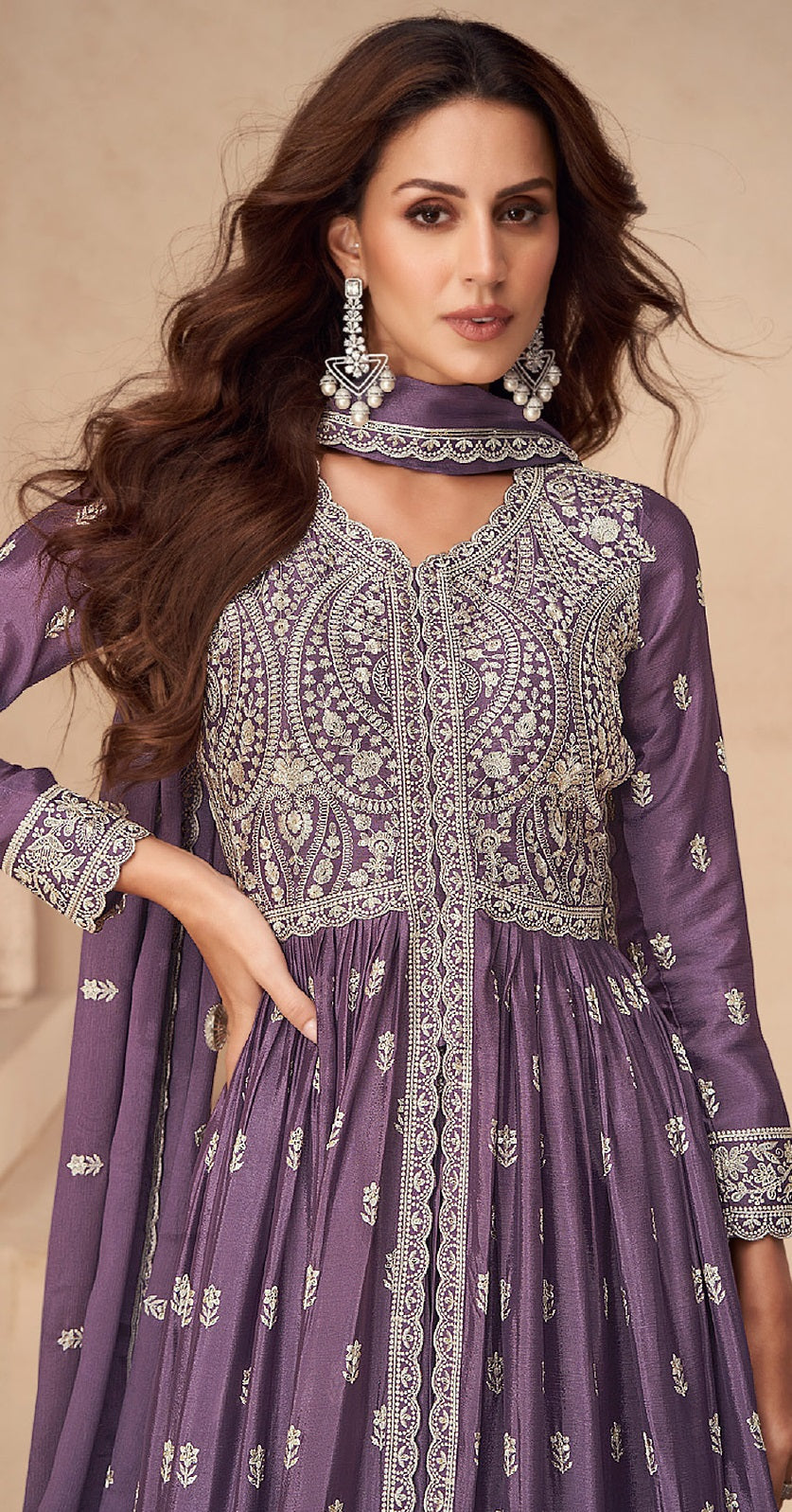 Anaita Dark Purple Chinon With Sequence Embroidery Salwar Suit | Grocsy