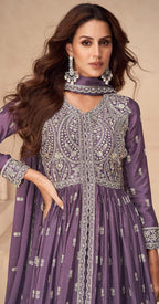 Anaita Dark Purple Chinon With Sequence Embroidery Salwar Suit | Grocsy