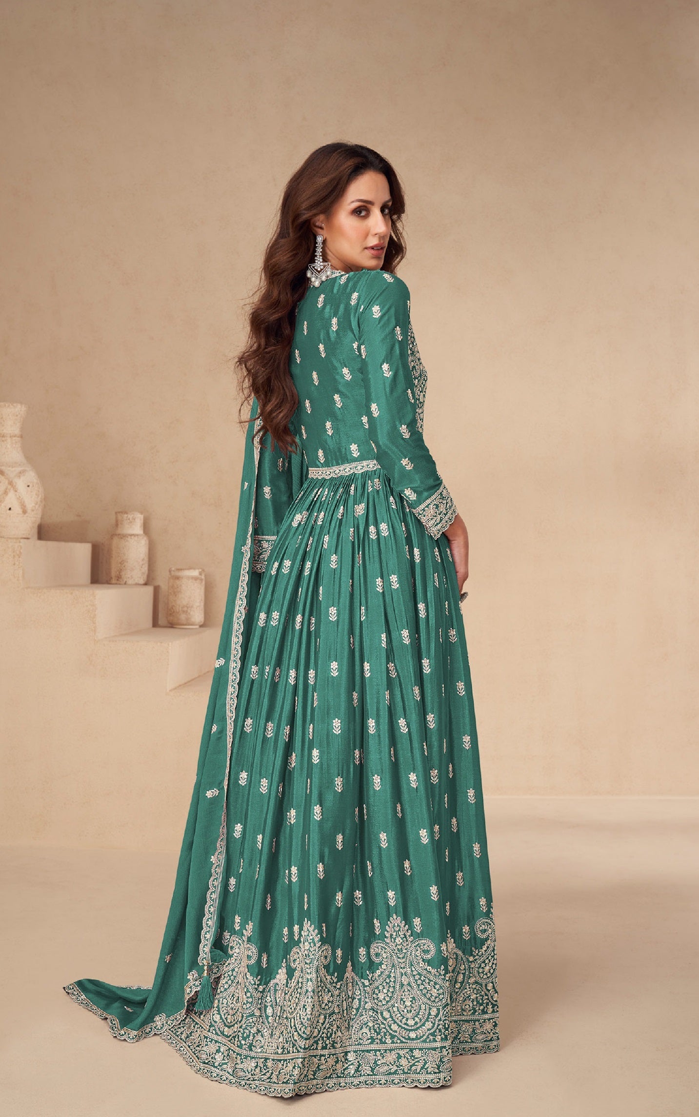 Anaita Green Chinon With Sequence Embroidery Salwar Suit | Grocsy