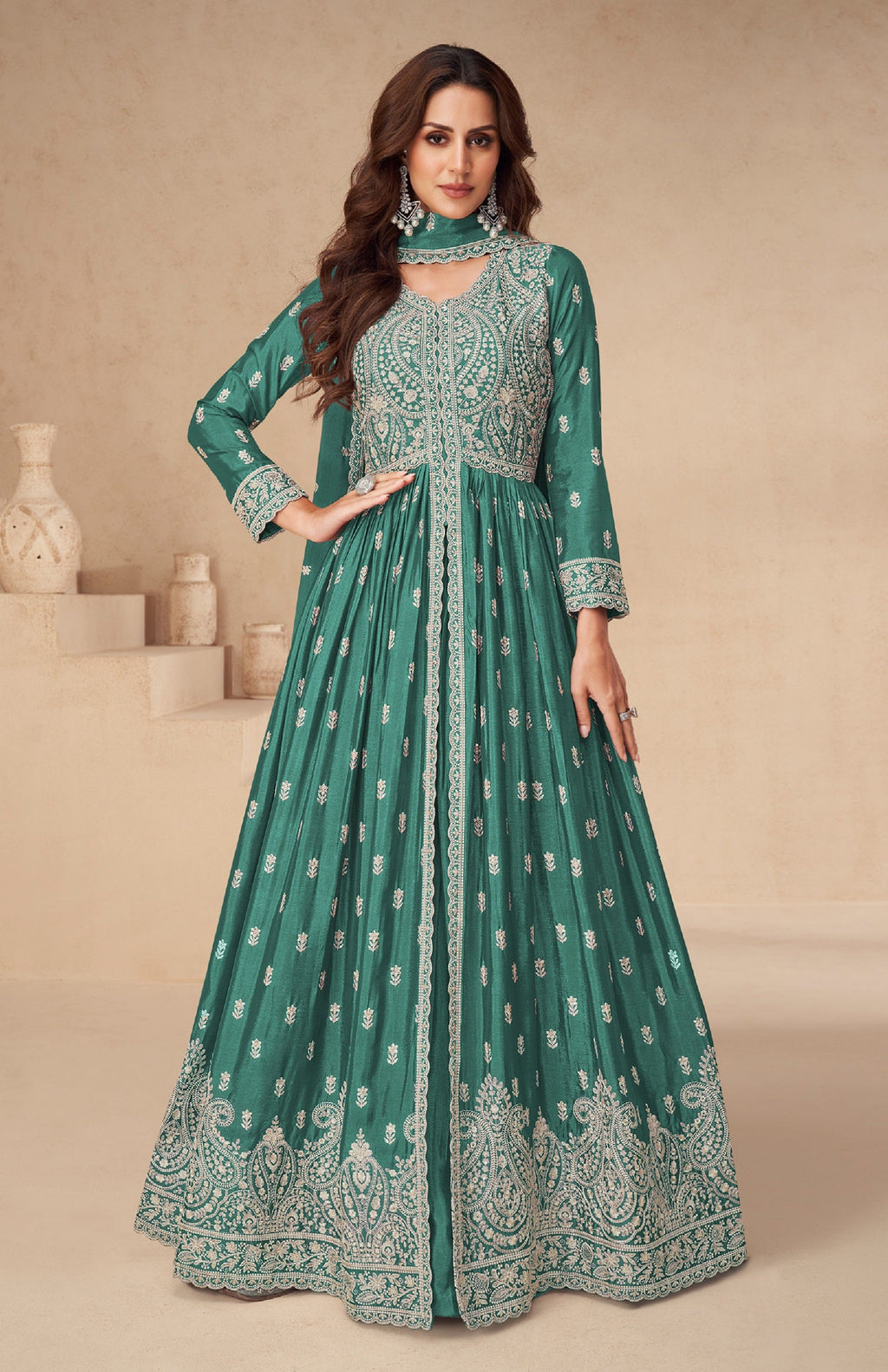Anaita Green Chinon With Sequence Embroidery Salwar Suit | Grocsy