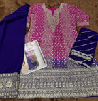 Anaita Magenta Real Georgette Stitched Suit With Sequence & Diamond Work | Grocsy