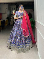Lorenvalley Lavender Chinon Digital Print with Embroidery Sequins Work Lehenga Choli with Dupatta | Grocsy
