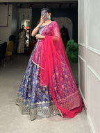 Lorenvalley Lavender Chinon Digital Print with Embroidery Sequins Work Lehenga Choli with Dupatta | Grocsy