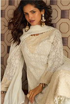 Anaita White Georgette Stitched Suit With Embroidery & Beads Work | Grocsy