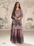 Anaita Purple Crepe Stitched Sharara Suit With Hand Mirror Work | Grocsy