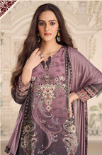 Anaita Purple Crepe Stitched Sharara Suit With Hand Mirror Work | Grocsy