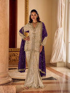 Anaita Cream Georgette Stitched Suit With Embroidery & Beats Work | Grocsy