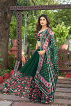 Lorenvalley Fashion Green Georgette Digital Printed Lehenga Choli with Dupatta | Grocsy