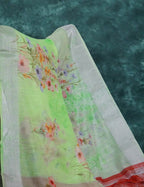 Baby Apple Green Colour Floral Printed Semi Chanderi Saree By Gayathri Reddy Designer Studio | Grocsy