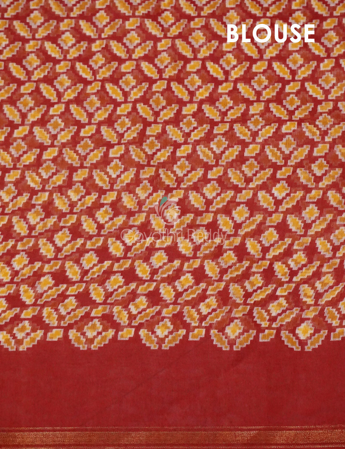 Brown And Red Coloured Patola Print Semi Chanderi Saree By Gayathri Reddy Designer Studio | Grocsy
