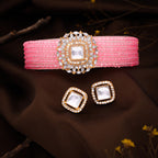Tehzeeb Creations Brass Gold-Polished Gold, Pink, White Jewel Set | Grocsy
