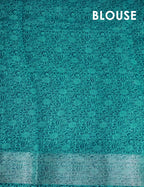 Pastel Green and Blue Digital Prin Semi Chanderi Saree By Gayathri Reddy Designer Studio | Grocsy