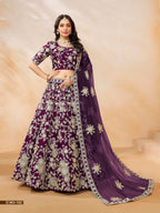 Anaita Purple Embroidered Heavy Art Silk Designer Lehenga With Blouse | Grocsy