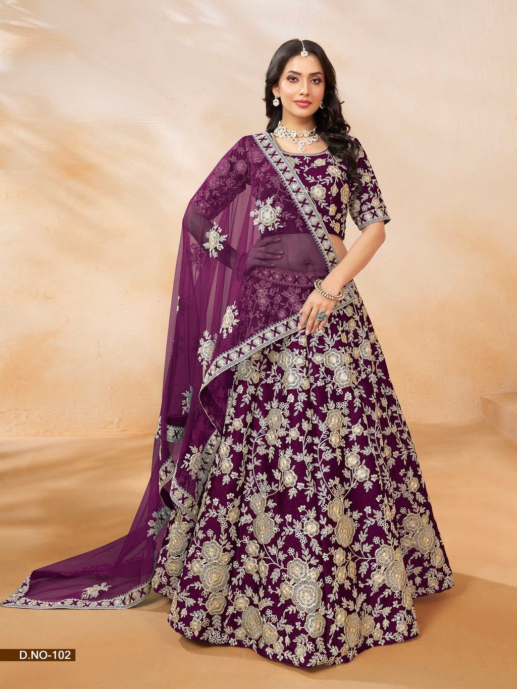 Anaita Purple Embroidered Heavy Art Silk Designer Lehenga With Blouse | Grocsy